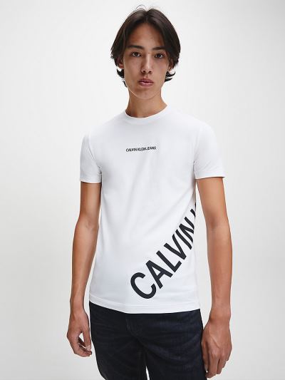 Calvin Klein Ruhák HU447669 | Calvin Klein Slim Stretch Logo Férfi Póló Világos Fehér